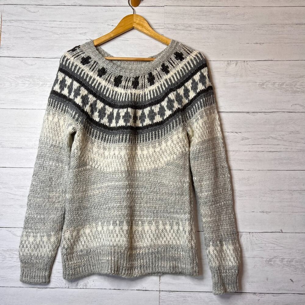 Lucky Brand Sweater Womens Size S/P Fair Isle Chunky Knit Wool Blend Winter